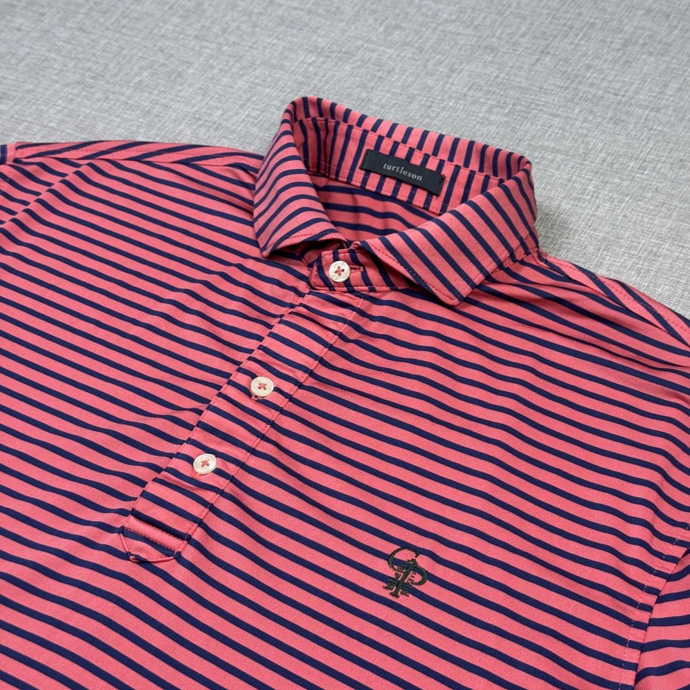 Turtleson Calusa Pines Polo Shirt Mens Medium Pink Golf Performance Short Sleeve